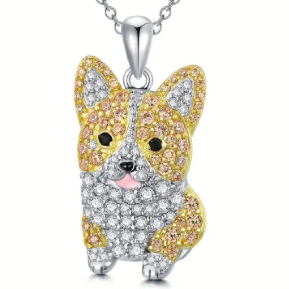 NEW! Cubic Zirconia Corgi Keychain/Bag 🎒👜 Charm & Jewelry Pendant ~ 🎁 🐾 🐶
